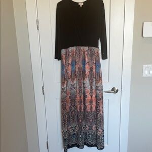 ECI Black Wrap-Top Maxi Dress